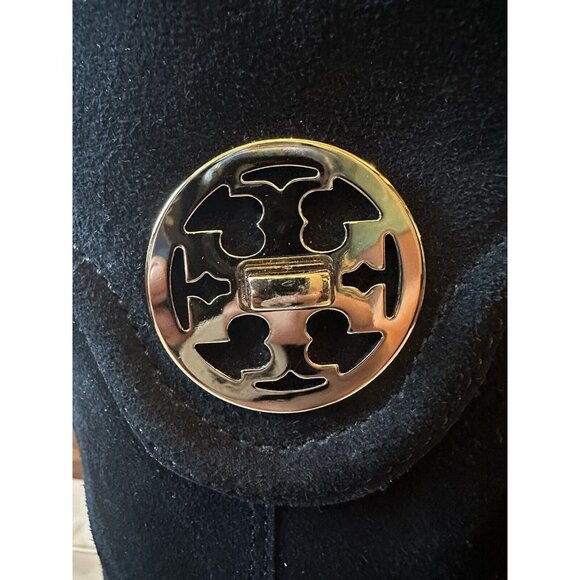 NEW w/o Box TORY BURCH Selma Black Suede Logo Riding Boot Sz 6.5 Knee High - Picture 11 of 12